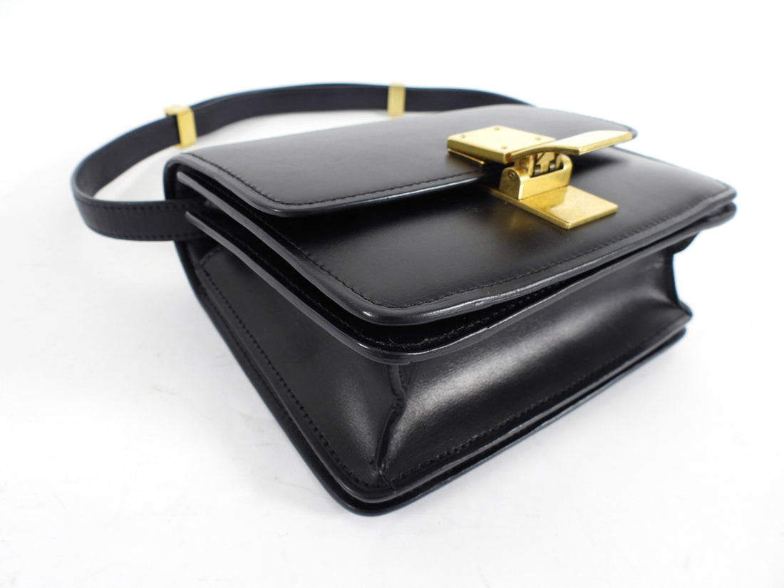 Celine Small Black Leather Box Bag