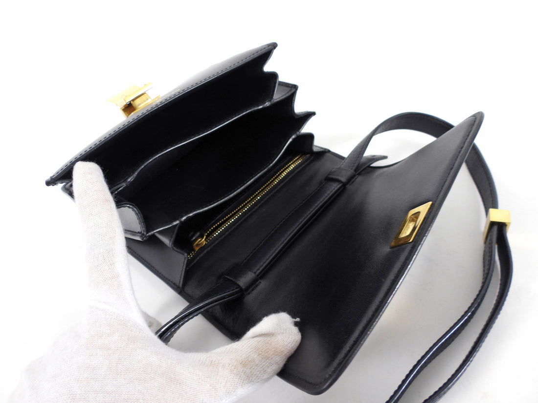 Celine Small Black Leather Box Bag