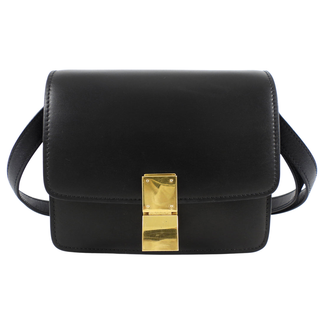 Celine Small Black Leather Box Bag