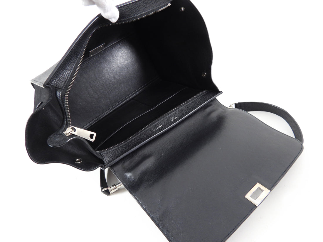 Celine Small Black Leather and Suede Trapeze Bag