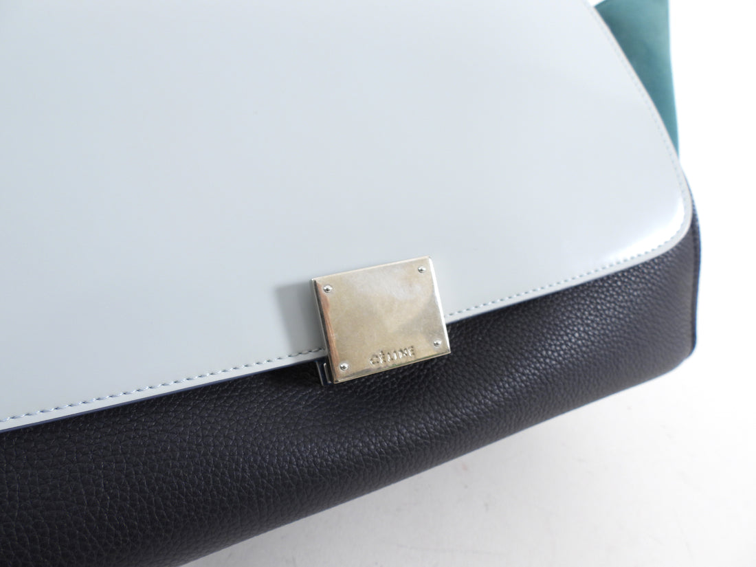 Celine Small Tricolour Blue Trapeze Bag SHW