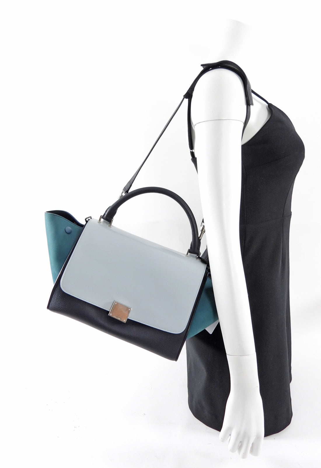 Celine Small Tricolour Blue Trapeze Bag SHW