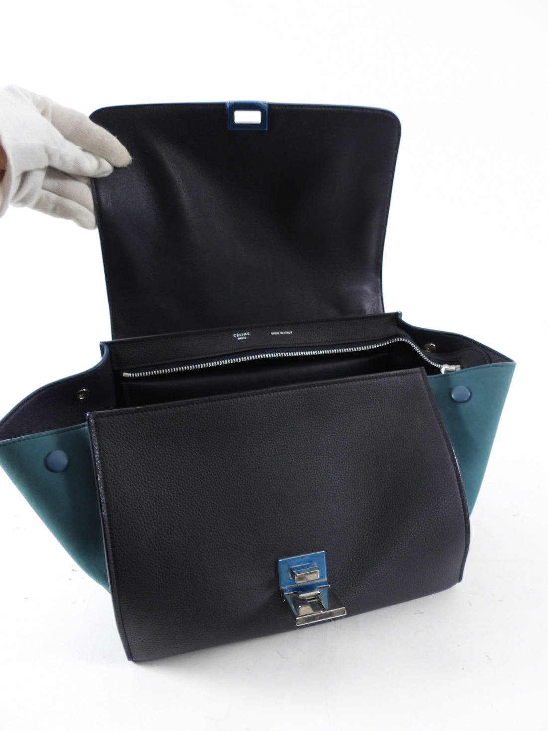 Celine Small Tricolour Blue Trapeze Bag SHW