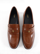 Celine Tan Polished Leather Triomphe Loafers - 37