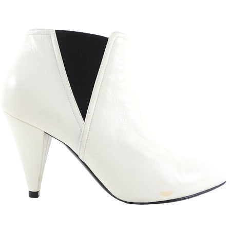 Celine White Leather Pointed Chelsea Ankle Boots - 37