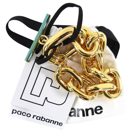 Paco Rabanne Chunky Shiny Goldtone Chain Link Toggle Bracelet