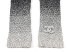 Chanel Grey Black Cashmere Blend Fingerless CC Ombre Gloves