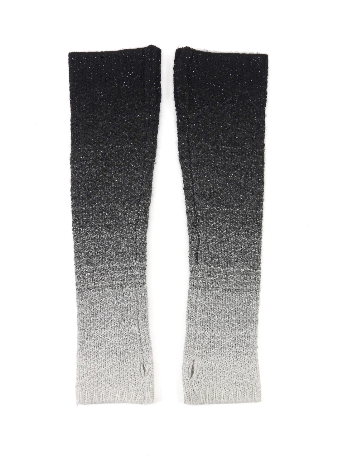Chanel Grey Black Cashmere Blend Fingerless CC Ombre Gloves