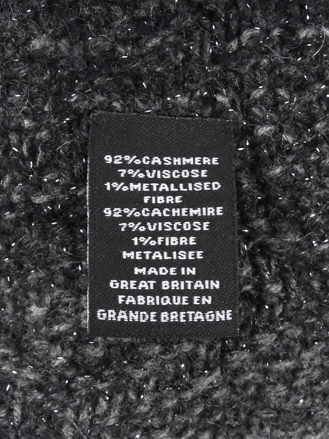 Chanel Grey Black Cashmere Blend Fingerless CC Ombre Gloves