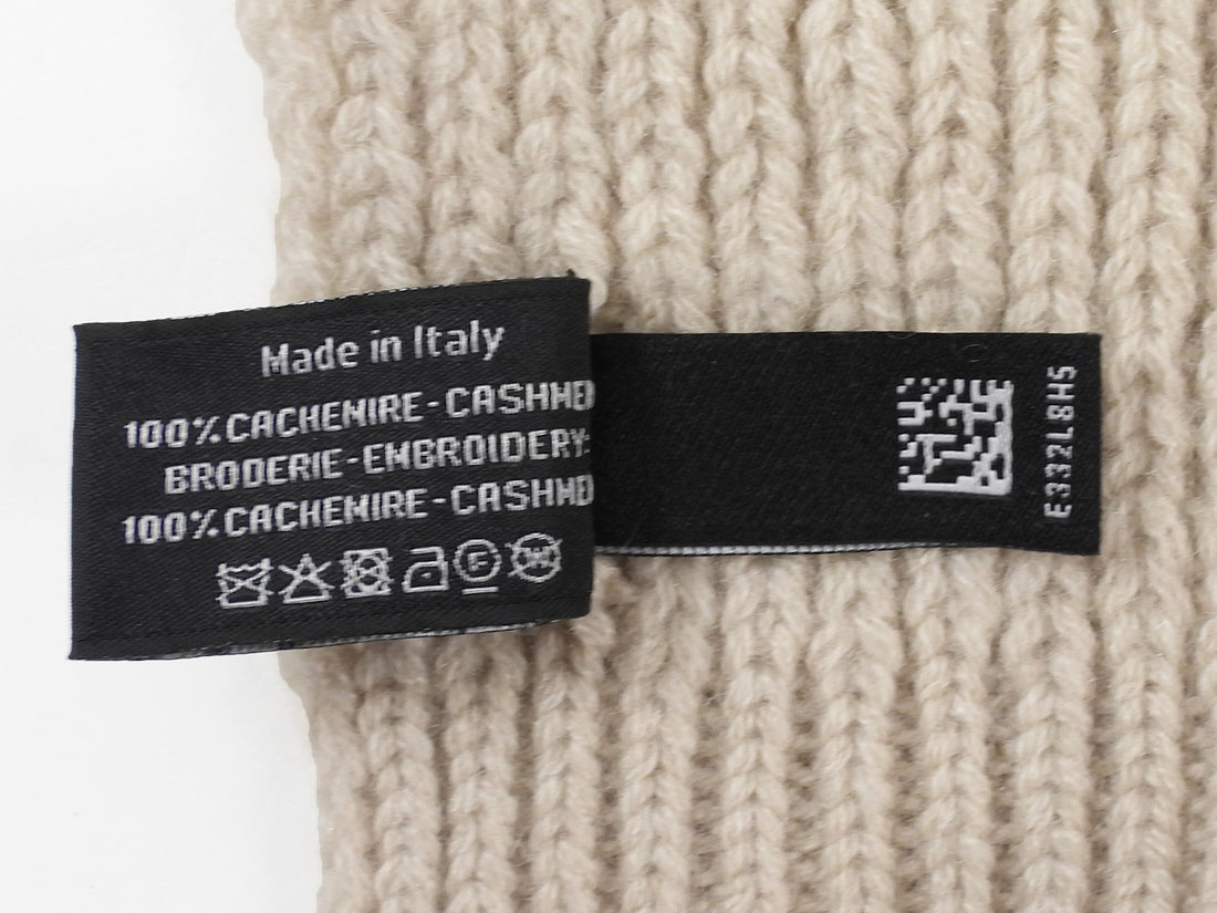 Chanel Oatmeal Beige Cashmere CC Logo Stole Scarf