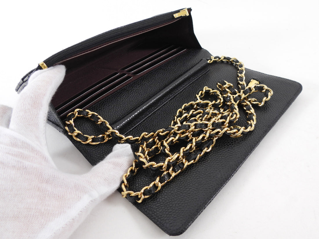 Chanel Black Caviar Leather Classic Wallet on Chain WOC GHW