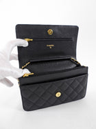Chanel Black Caviar Leather Classic Wallet on Chain WOC GHW