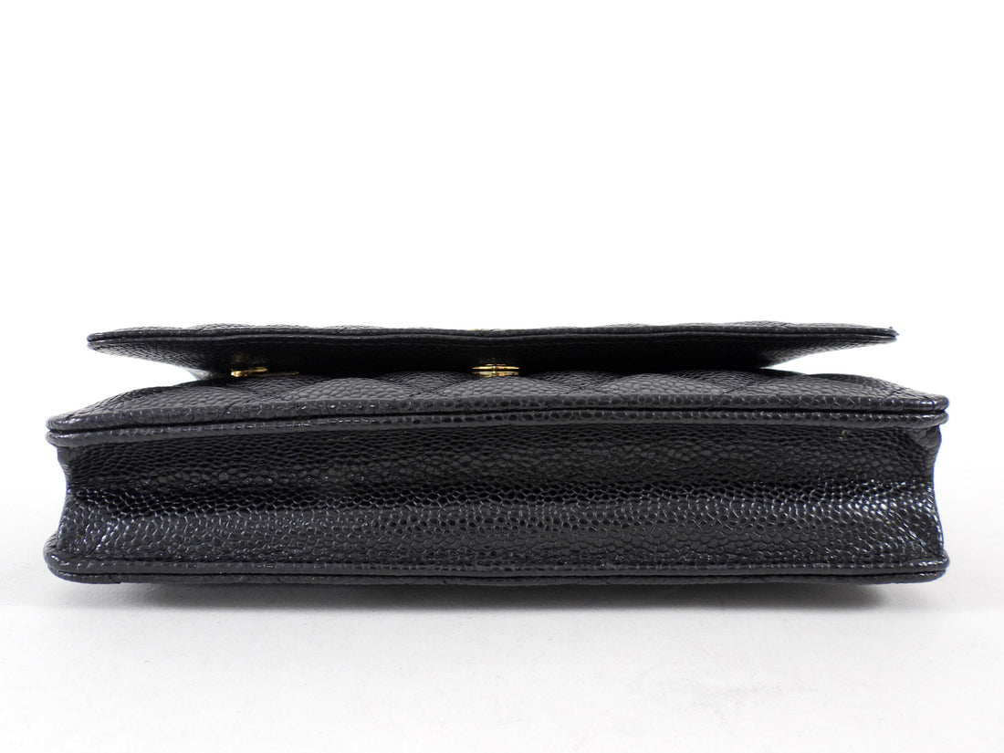 Chanel Black Caviar Leather Classic Wallet on Chain WOC GHW