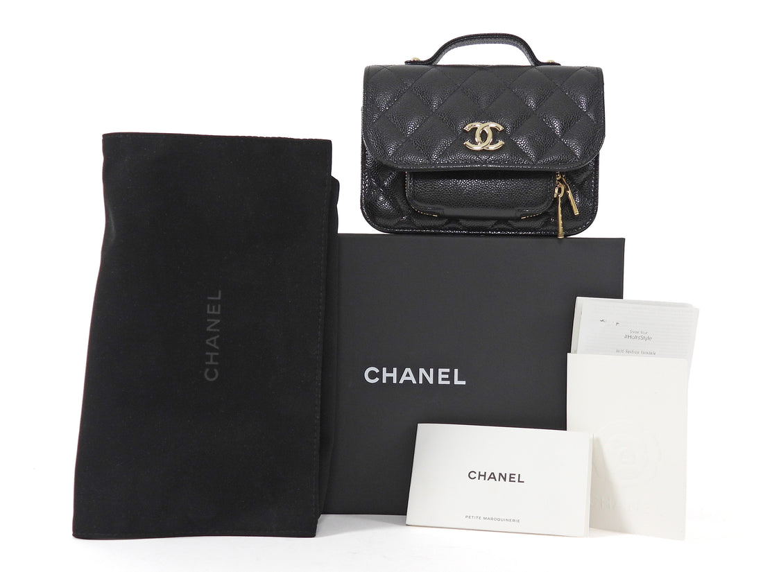 Chanel Black Mini Business Affinity Caviar Clutch on Chain Bag