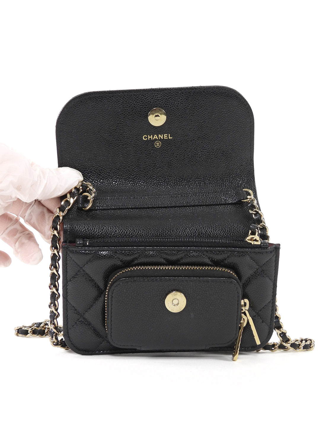Chanel Black Mini Business Affinity Caviar Clutch on Chain Bag