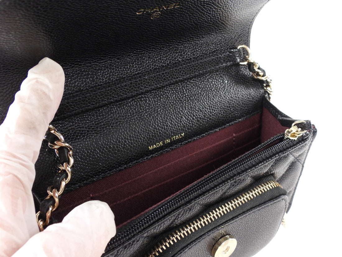 Chanel Black Mini Business Affinity Caviar Clutch on Chain Bag