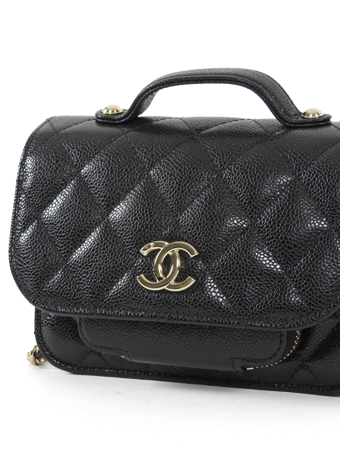 Chanel Black Mini Business Affinity Caviar Clutch on Chain Bag