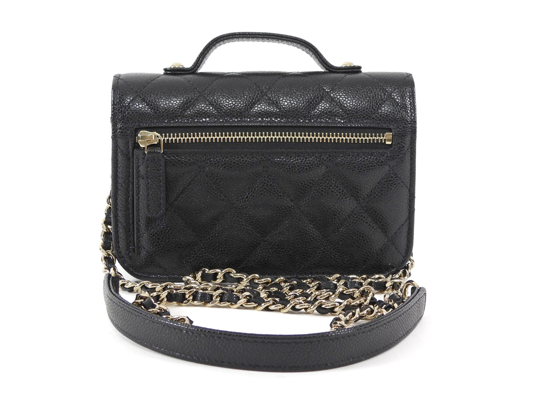 Chanel Black Mini Business Affinity Caviar Clutch on Chain Bag