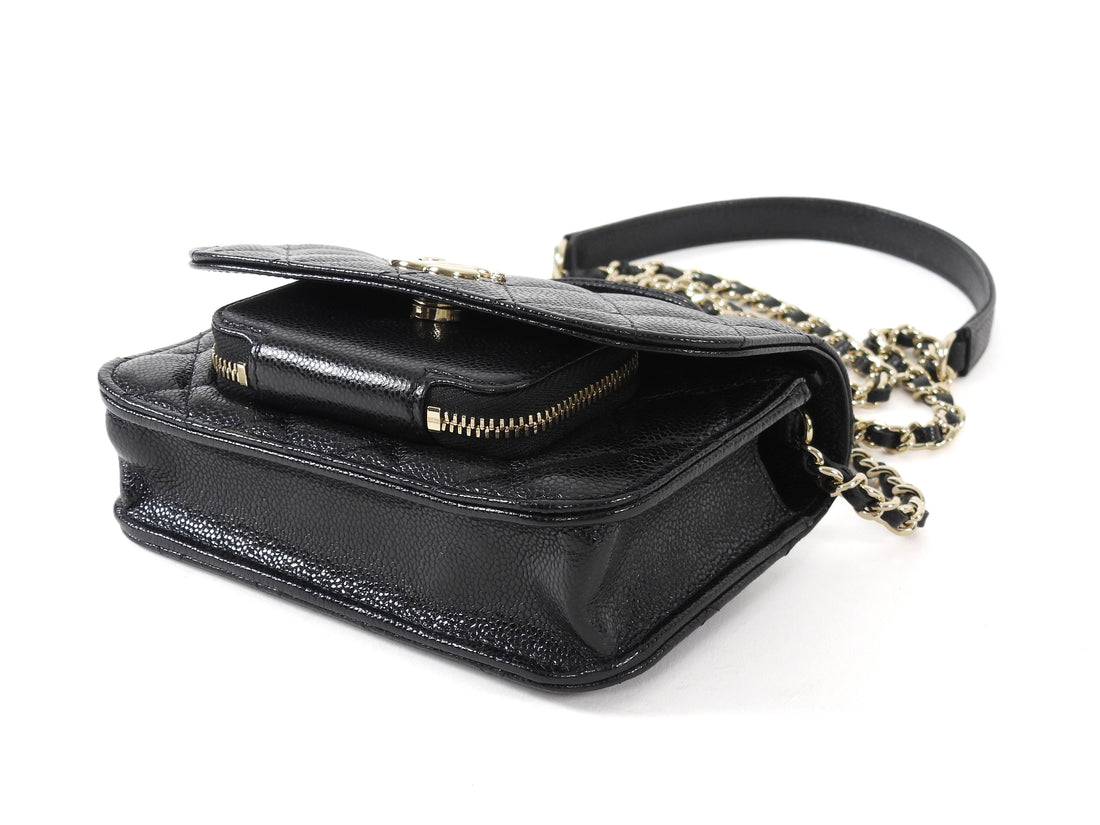 Chanel Black Mini Business Affinity Caviar Clutch on Chain Bag