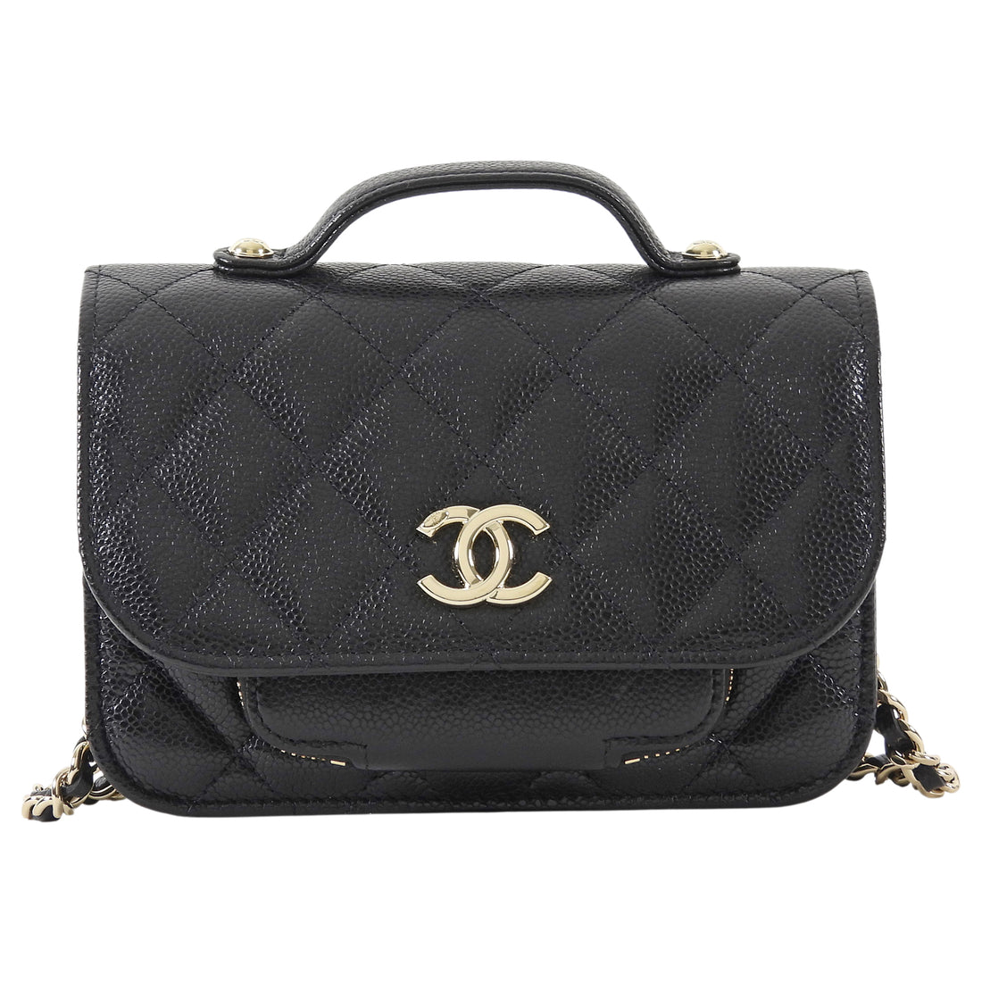 Chanel Black Mini Business Affinity Caviar Clutch on Chain Bag