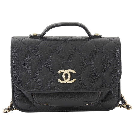 Chanel Black Mini Business Affinity Caviar Clutch on Chain Bag