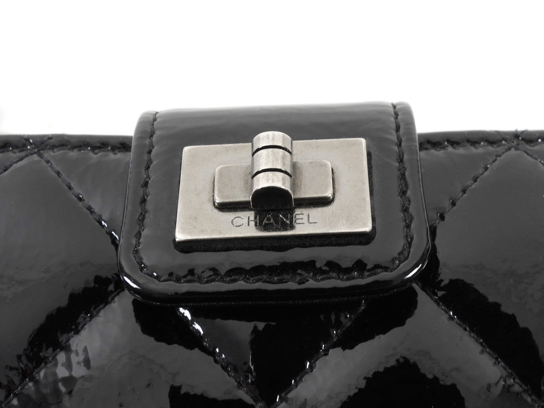 Chanel Black Patent Leather Quilted Reissue Compact Wallet