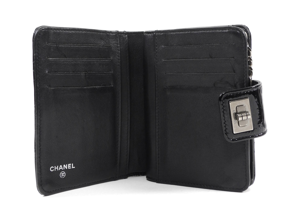 Chanel Black Patent Leather Quilted Reissue Compact Wallet