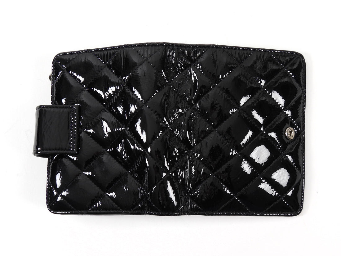 Chanel Black Patent Leather Quilted Reissue Compact Wallet