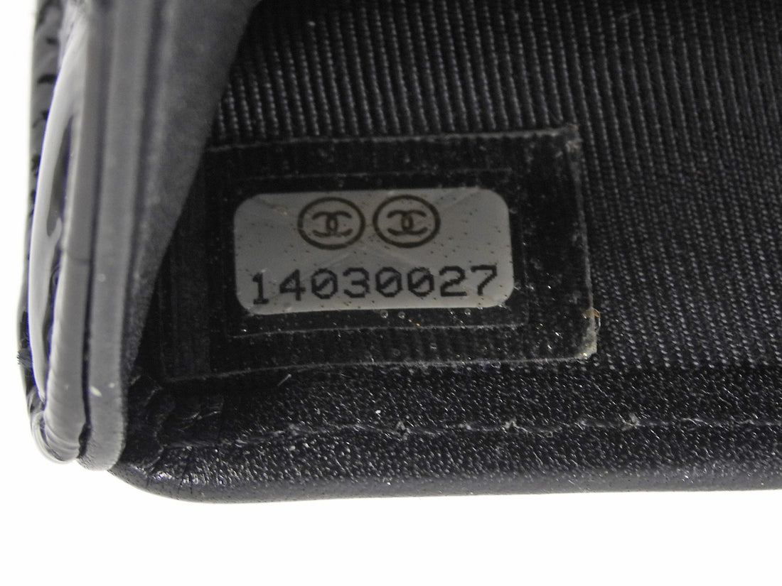 Chanel Black Patent Leather Quilted Reissue Compact Wallet