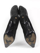Chanel Black Vintage 2000's Cap Toe Pointed Suede Knee Boots - 36
