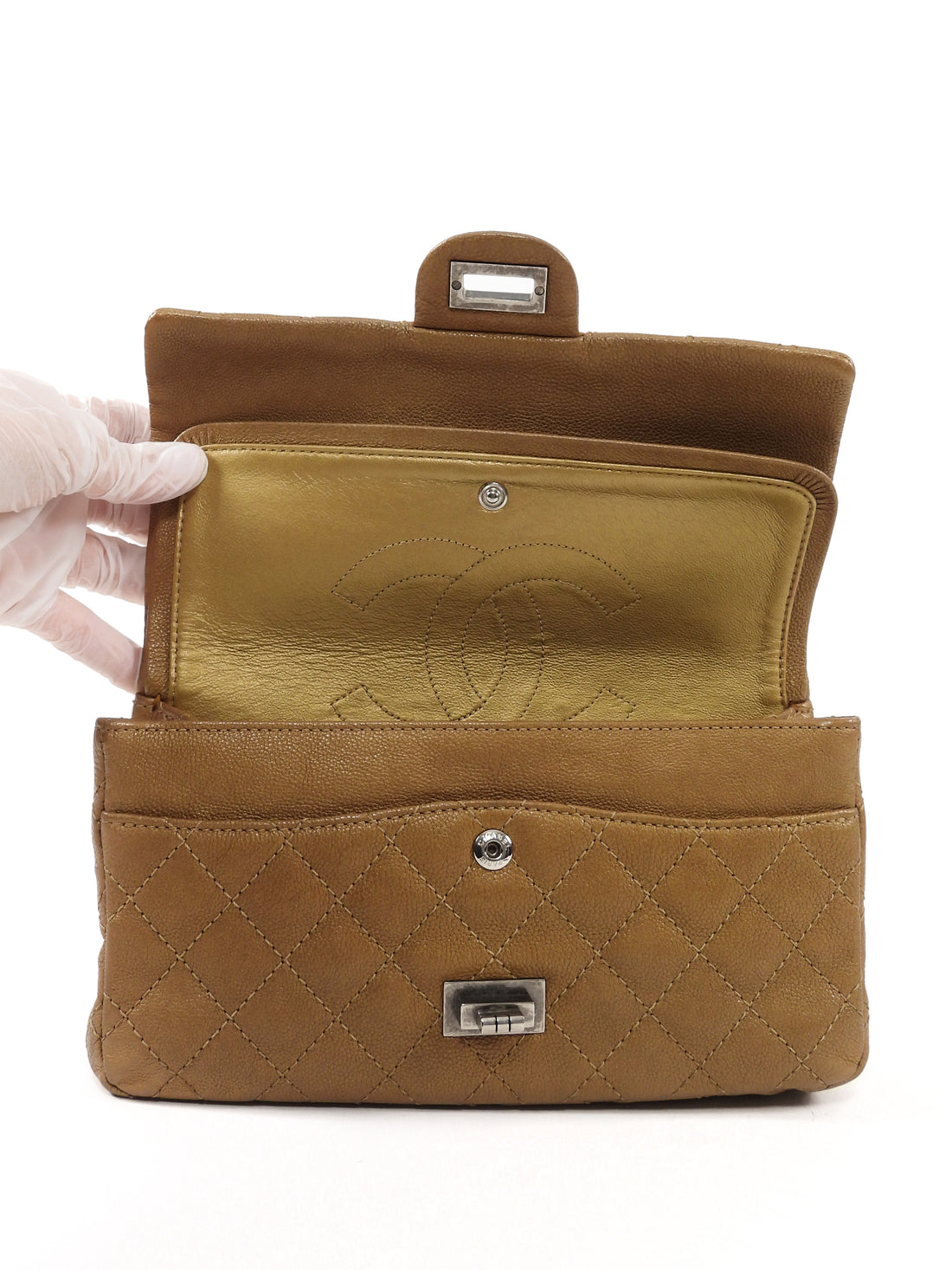 Chanel Bronze Caviar Quilted Leather 2.55 Reissue 225 Medium Flap Bag 225