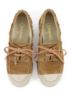 Chanel Beige 2025 Interlocking CC Suede Chain Oxford Shoes - 37C