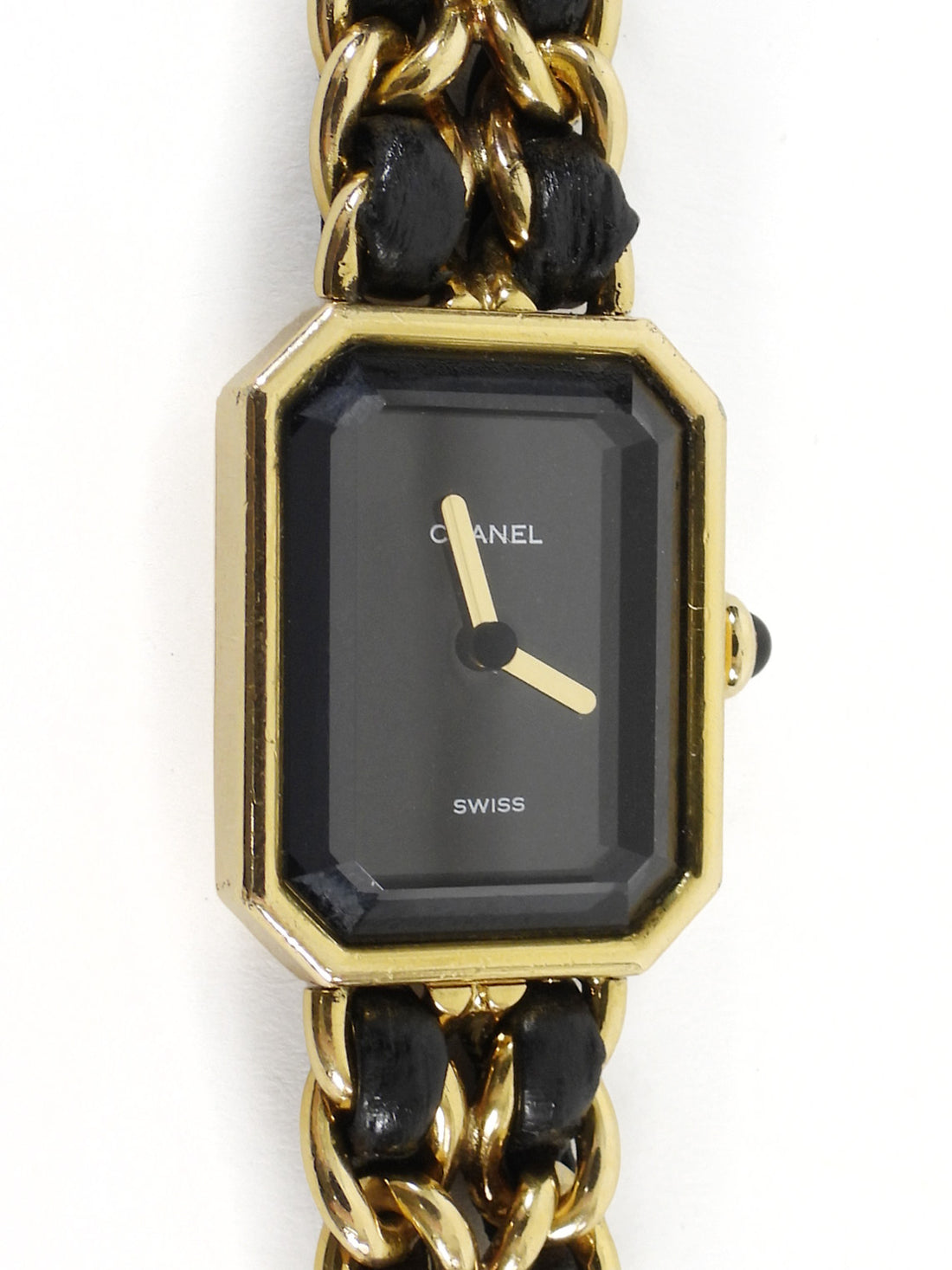 Chanel Black Gold Vintage 1987 Premiere 20mm Watch Chain Link Bracelet - XS