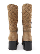 Chanel Taupe 21K Suede Quilt CC Cap Toe Ankle Boot - 37