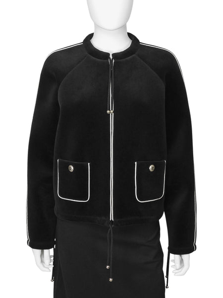 Chanel Black 2018 Coco Neige Velour Drawstring Jacket - 40 / M