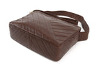 Chanel Brown Vintage 1991 Brown Caviar Leather Chevron Quilted Jumbo Camera Bag
