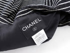 Chanel 01C Black and Ivory Striped Camelia Coat - FR38
