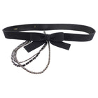Chanel 02A Vintage Black Felt Bow Chain Belt - 80 / 32