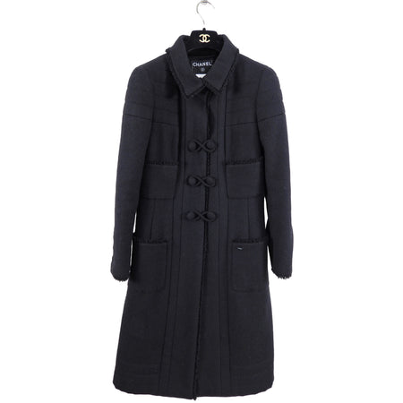 Chanel 06A Black Wool Single-Breasted Coat - 36 / 38