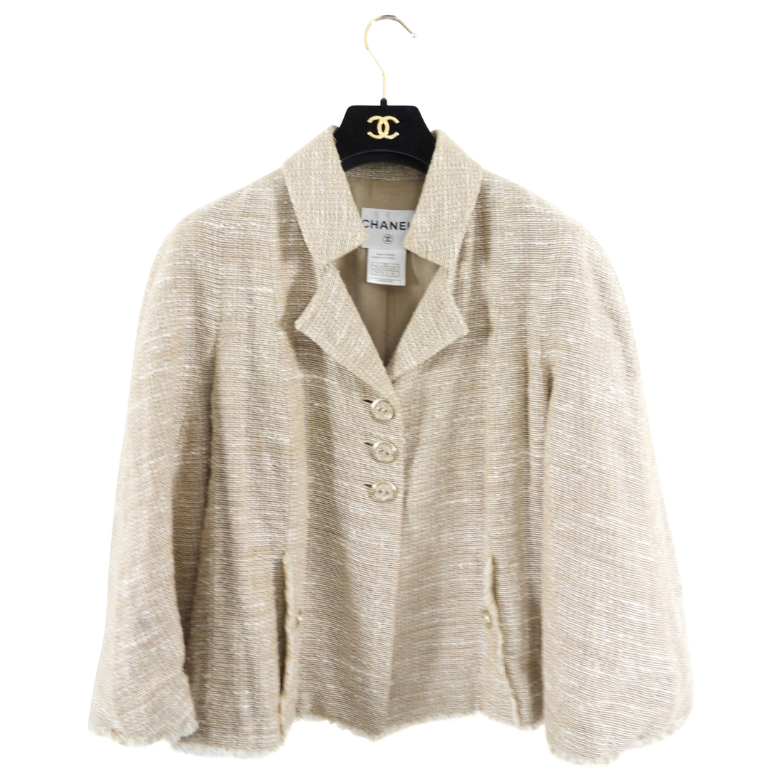 Chanel 08P Beige Linen Blend flare Jacket - FR44 / 12 / L