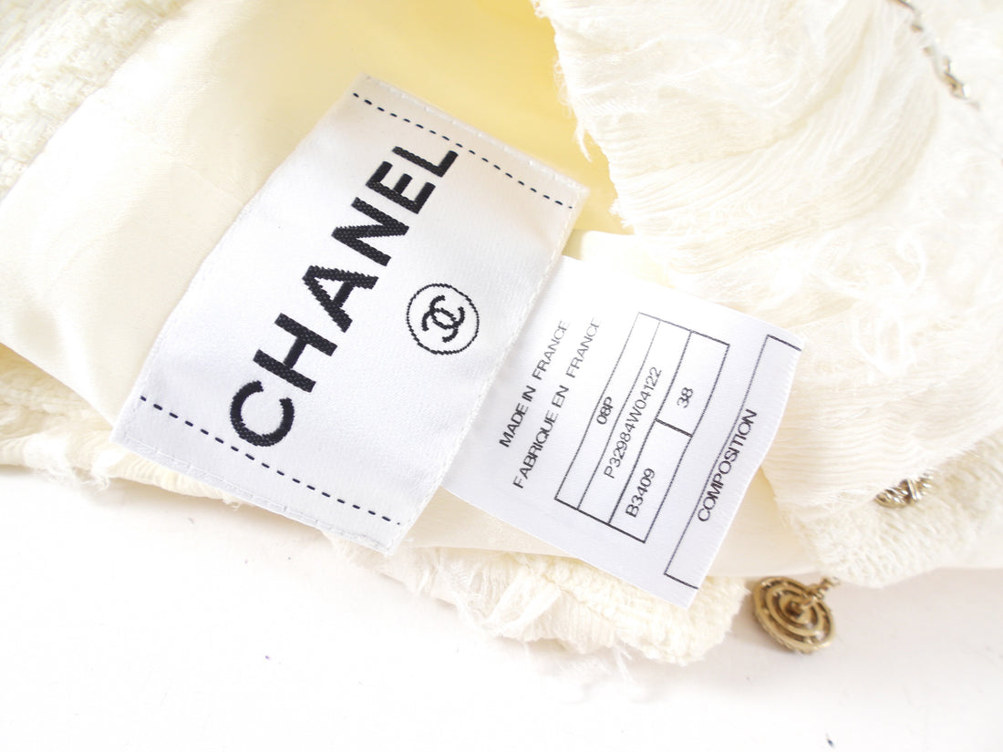 Chanel 08P Ivory Tweed Chain Trim Jacket - FR38 / S