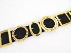 Chanel SS 1988 Vintage Black Leather Goldtone Multi Buckle Belt
