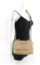 Chanel 19 Medium Dark Beige Leather Flap Bag
