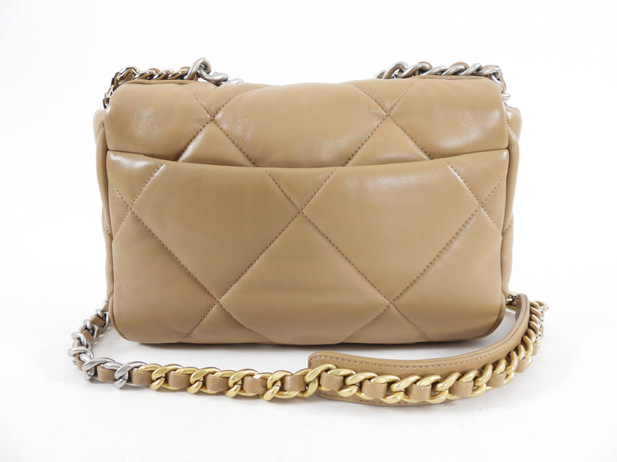 Chanel 19 Medium Dark Beige Leather Flap Bag