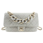 Chanel 22C Grey Leather Large Resin Bi Colour Chain Flap Bag