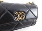 Chanel 19 Black Leather Lambskin Quilted Flap Phone Holder