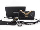 Chanel 19 Black Leather Lambskin Quilted Flap Phone Holder