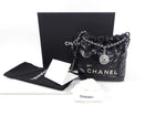 Chanel 22 Black Glossed Leather Logo Mini Chain Bag