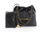 Chanel 22 Black Glossed Leather Large Chain Bag