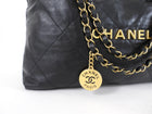 Chanel 22 Black Glossed Leather Large Chain Bag